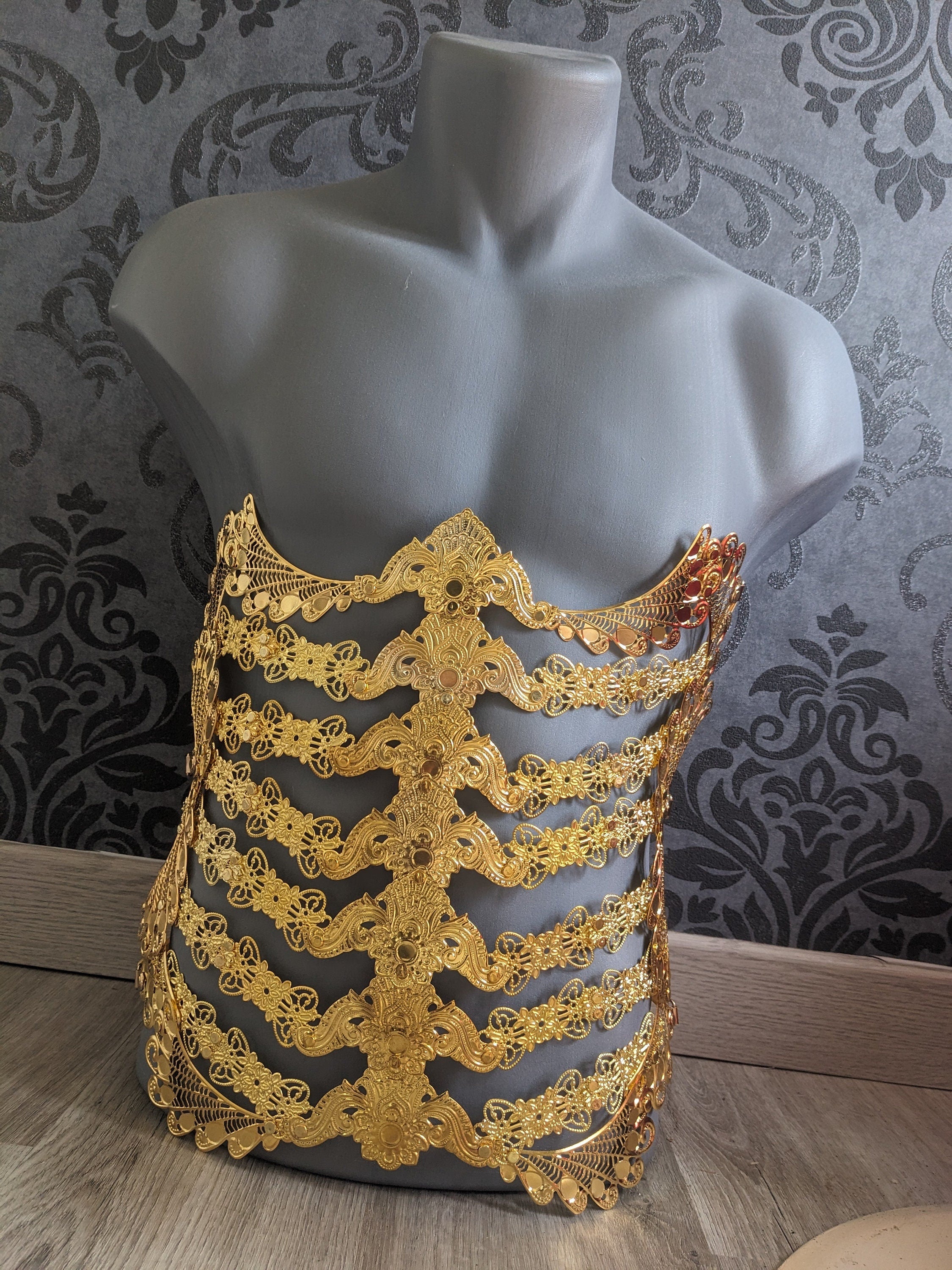 Ceinture Corset Underbust Spine XL – Armure de Corps Métal Or ou Argent Unisexe | Tokyo Stories