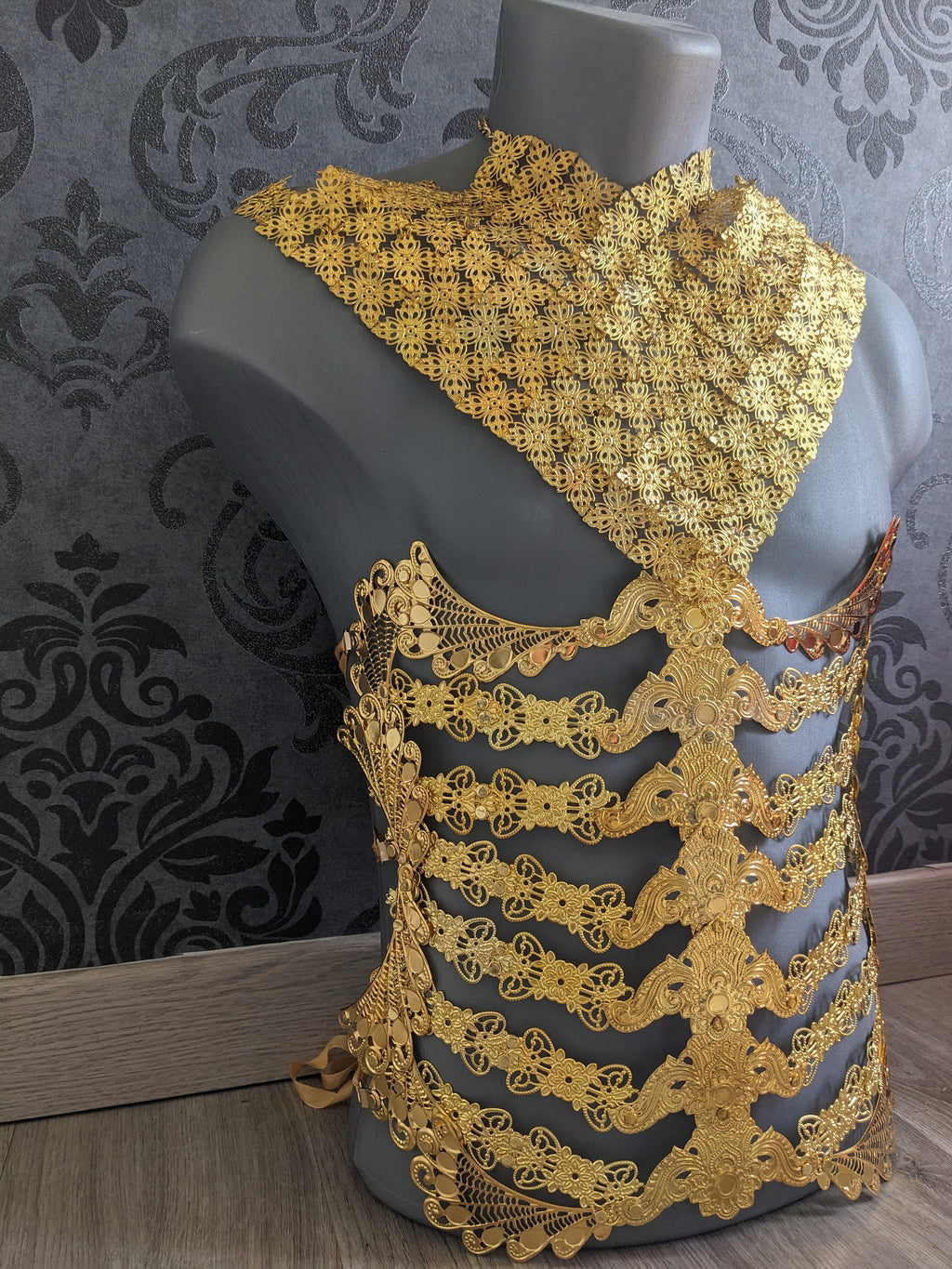 Ceinture Corset Underbust Spine XL – Armure de Corps Métal Or ou Argent Unisexe | Tokyo Stories