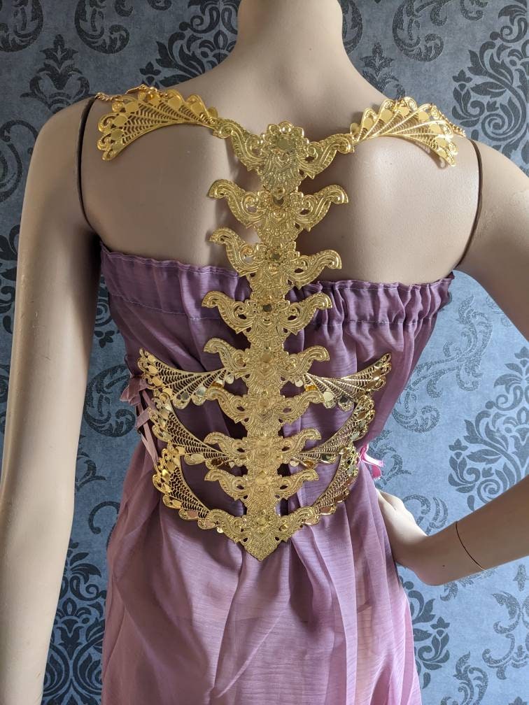Harnais de Corps Squelette Doré – Cage Thoracique & Colonne Métal Unisexe | Tokyo Stories