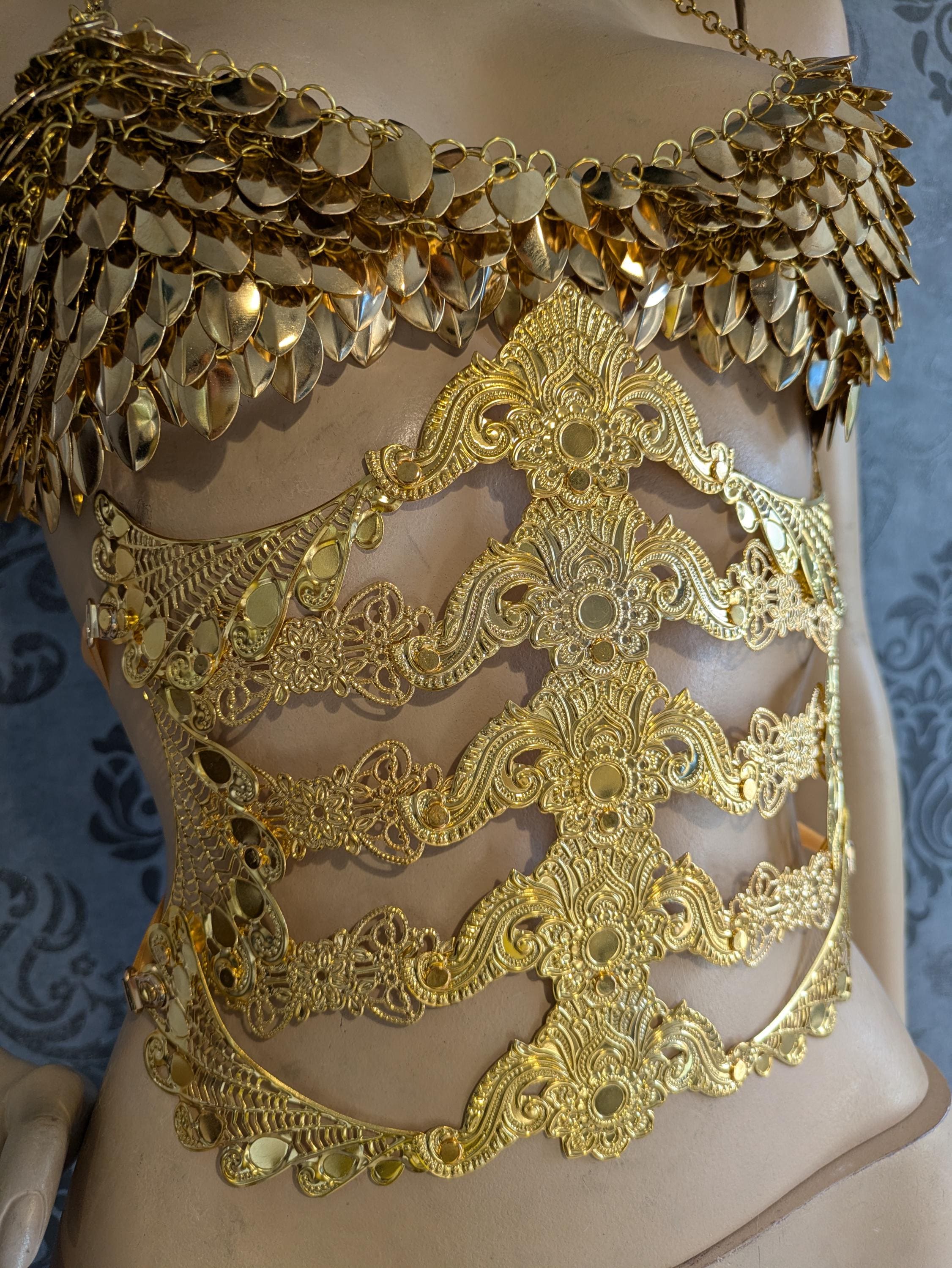 Ceinture Corset Underbust Spine – Armure de Corps Métal Or ou Argent | Tokyo Stories