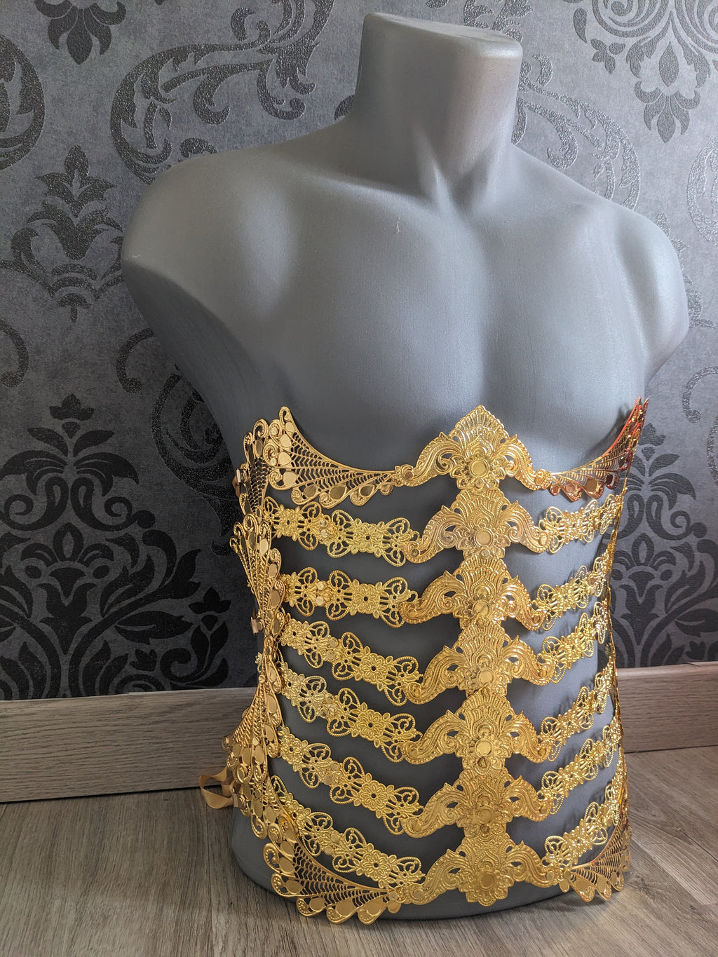 Ceinture Corset Underbust Spine XL – Armure de Corps Métal Or ou Argent Unisexe | Tokyo Stories