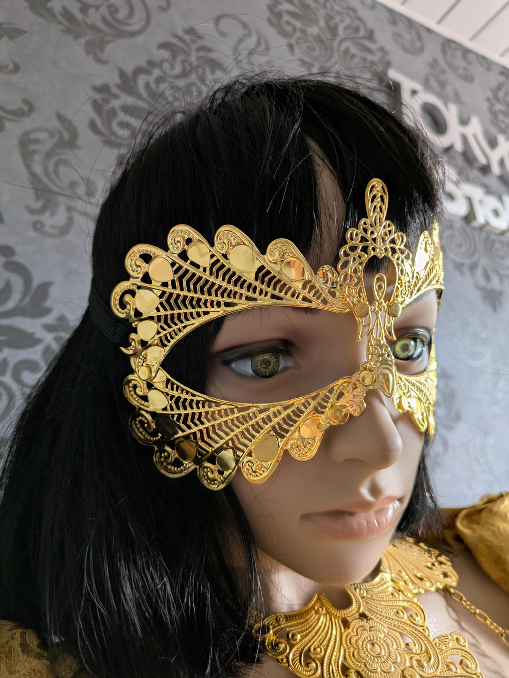 Masque Ailes d'Or – Parure de Visage Métal Doré Bal Masqué & Festival | Tokyo Stories