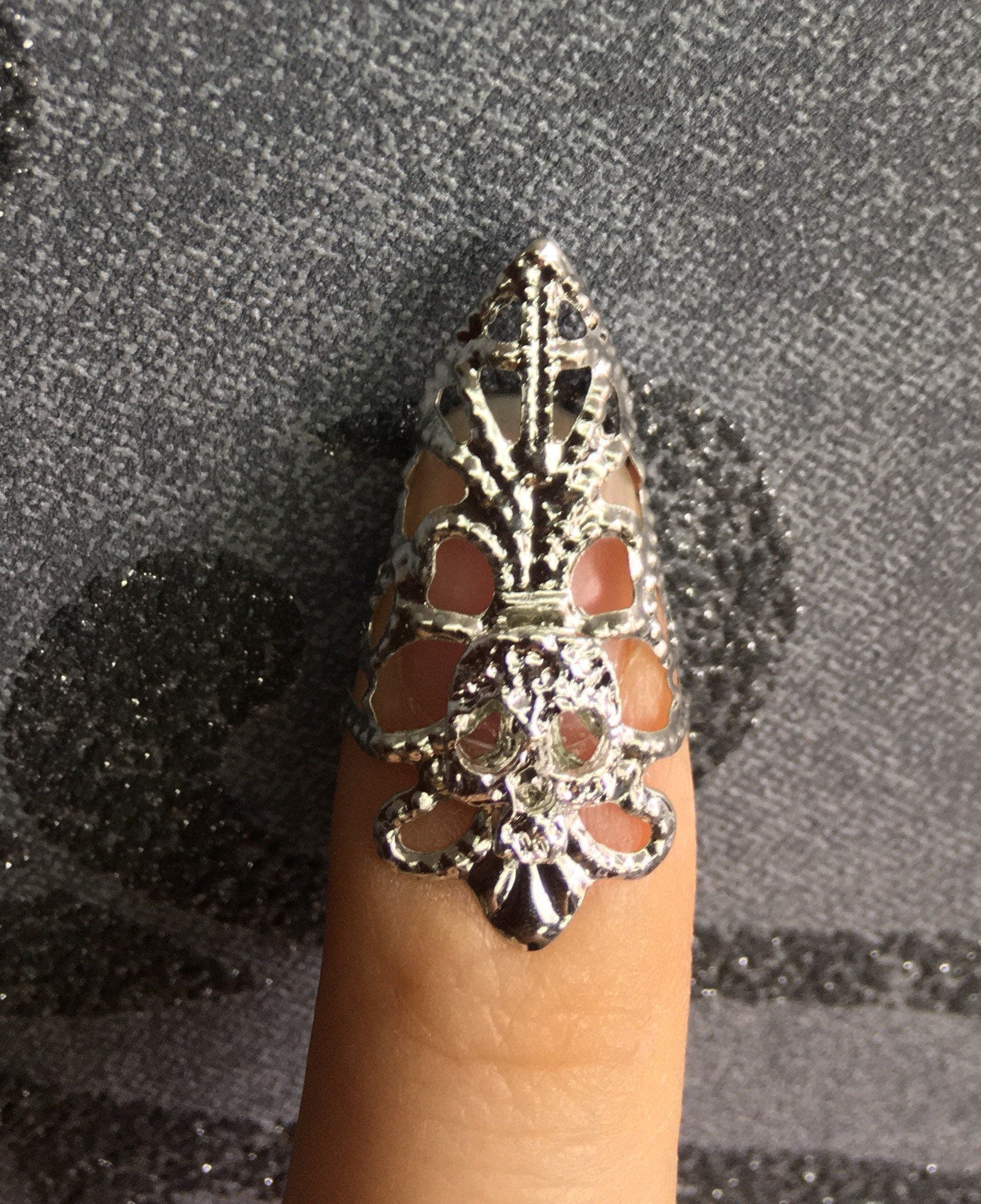 Bagues d'Ongles Ornementales – 10 Griffes Personnalisables Crâne/Fleur/Croix Or ou Argent | Tokyo Stories Argent