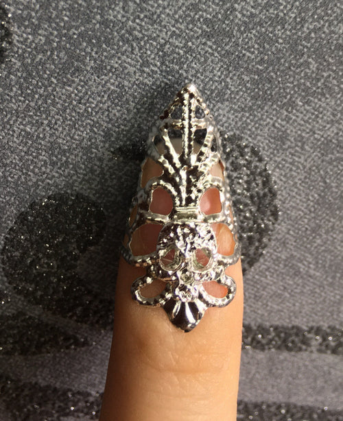 Bagues d'Ongles Ornementales – 10 Griffes Personnalisables Crâne/Fleur/Croix Or ou Argent | Tokyo Stories Argent