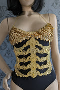 Ceinture Corset Underbust Spine – Armure de Corps Métal Or ou Argent | Tokyo Stories