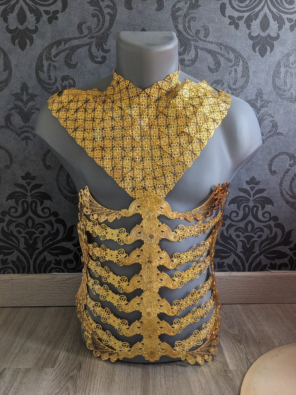 Ceinture Corset Underbust Spine XL – Armure de Corps Métal Or ou Argent Unisexe | Tokyo Stories
