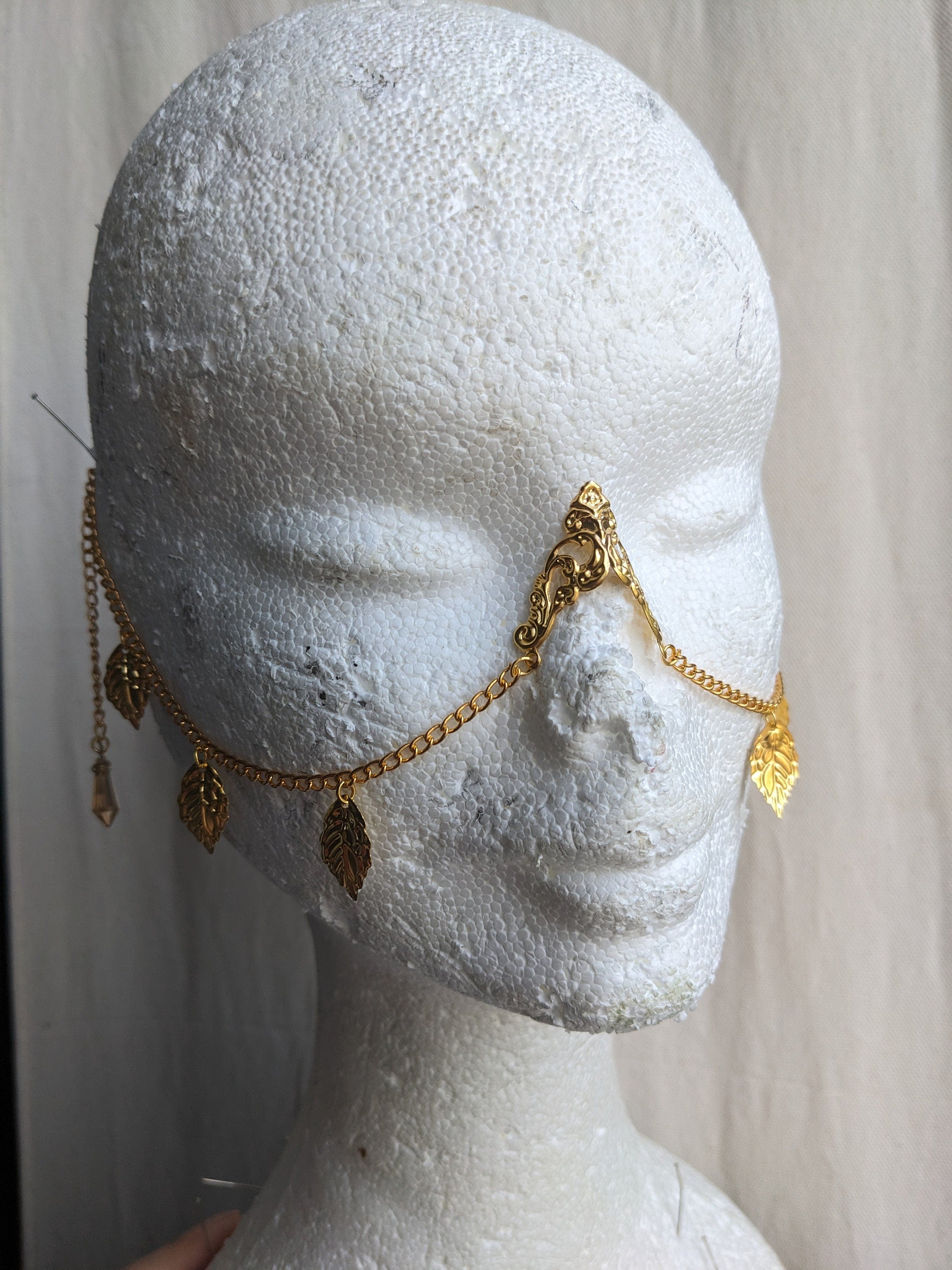 Bridge de Nez Feuilles d'Or – Bijou Elfique Visage Chaînes Sans Piercing | Tokyo Stories