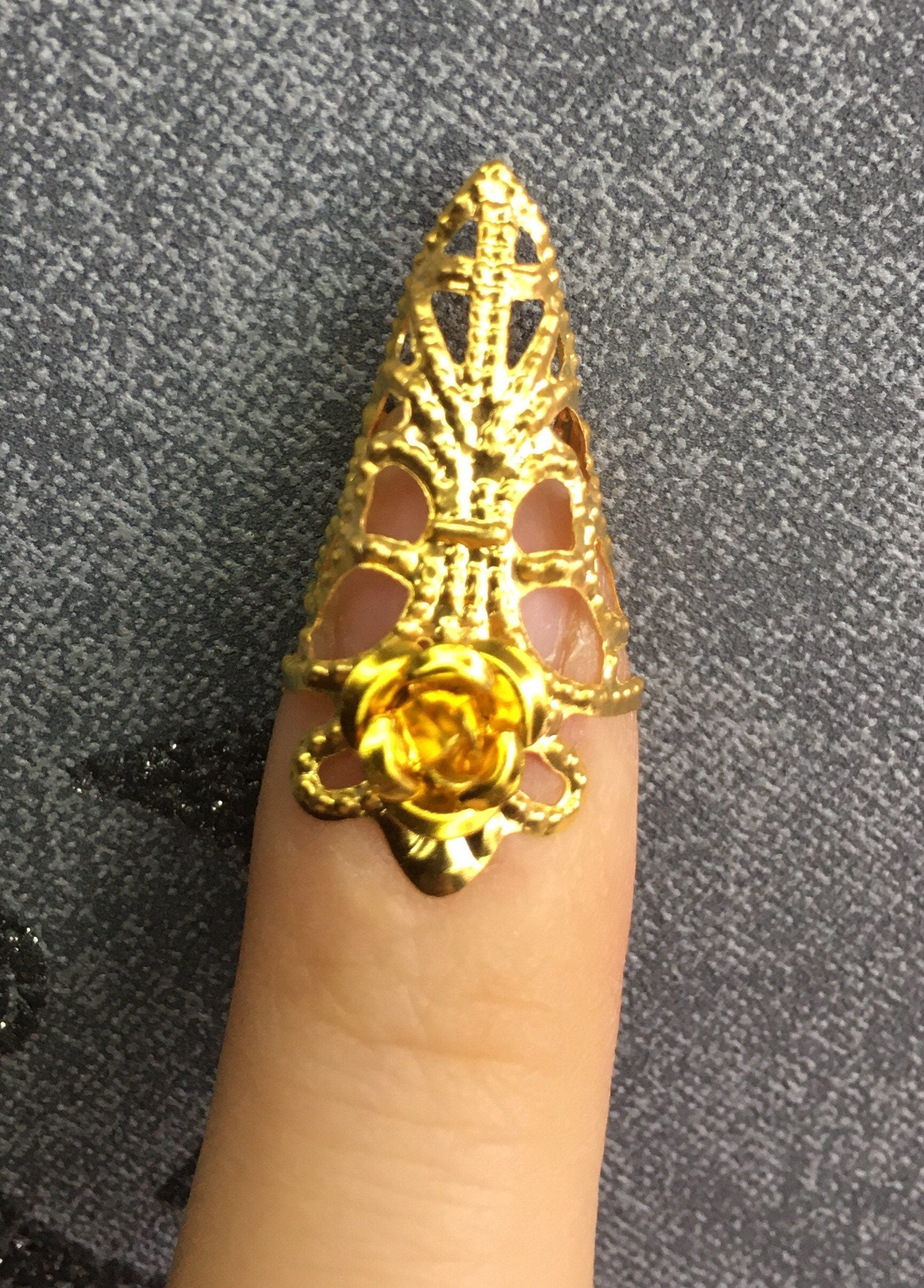 Bagues d'Ongles Ornementales – 10 Griffes Personnalisables Crâne/Fleur/Croix Or ou Argent | Tokyo Stories Or