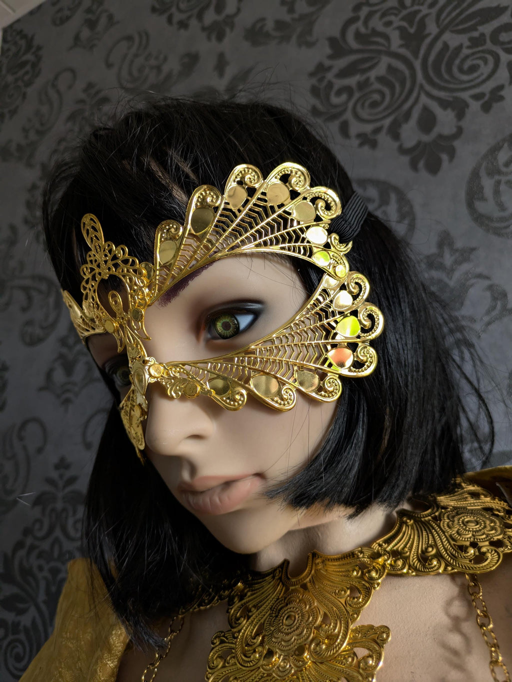 Masque Ailes d'Or – Parure de Visage Métal Doré Bal Masqué & Festival | Tokyo Stories