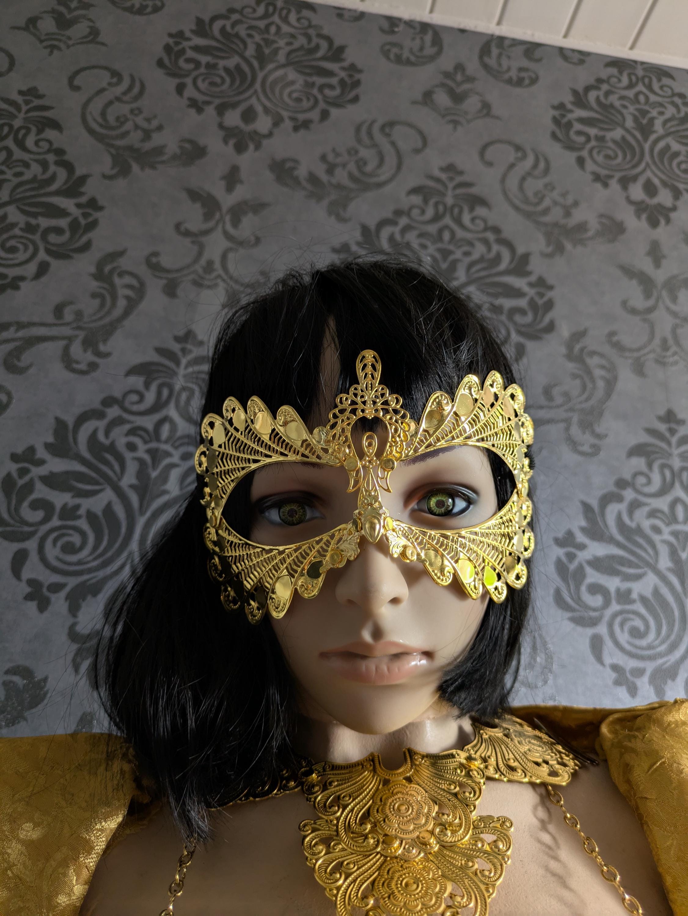 Masque Ailes d'Or – Parure de Visage Métal Doré Bal Masqué & Festival | Tokyo Stories