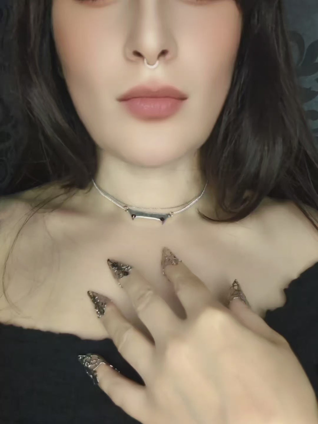 Le Baiser du Vampire – Collier/Bracelet Gothique Grenat Dark Romance & Vampirecore