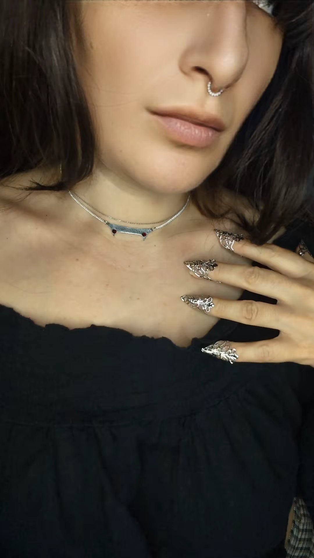 Le Baiser du Vampire – Collier/Bracelet Gothique Grenat Dark Romance & Vampirecore