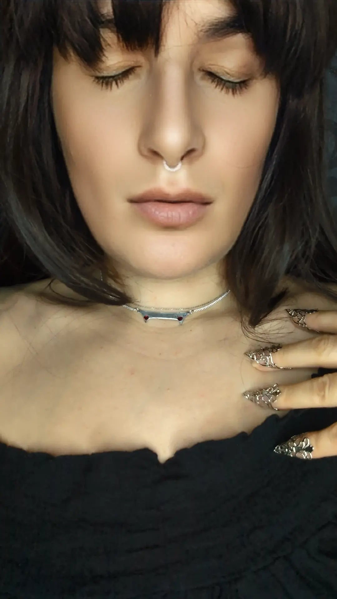 Le Baiser du Vampire – Collier/Bracelet Gothique Grenat Dark Romance & Vampirecore